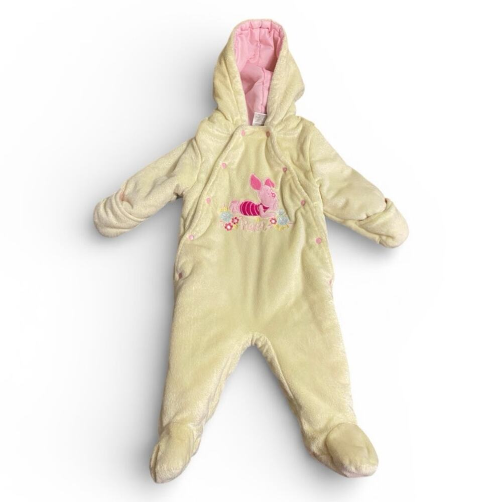 Disney Baby Infant Snowsuit Piglet Winnie the Pooh 6-9 Months Cream Pink Lined